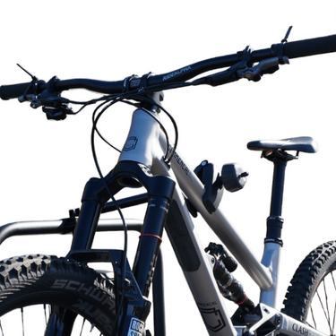 Bike on bike rack handles